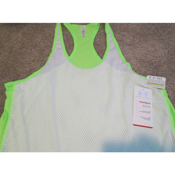 NEW Women's Medium UNDER ARMOUR Victory Pinney Tank Top White/Green 1236469 003 - Picture 3 of 4
